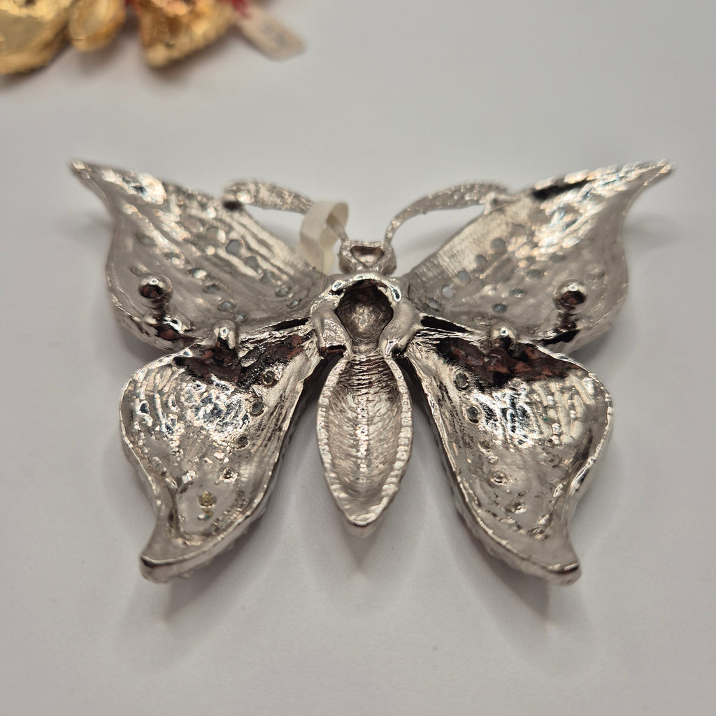 Vintage 80s Statement-Gürtelschnalle „Butterfly“ – Modell Nr. 41 gepunzt – Gold/Silber