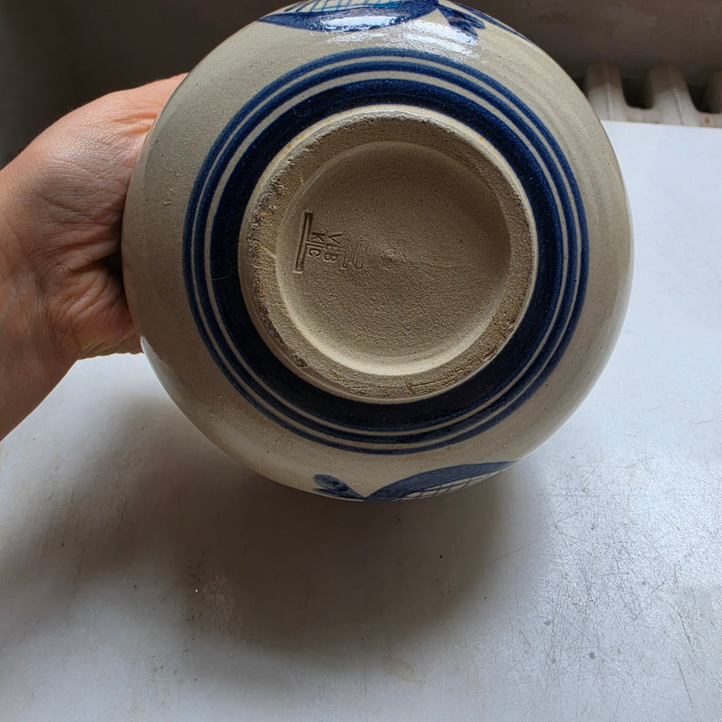 Wunderschöne Keramik Steingut Schüssel Schale Landhaus blau beige