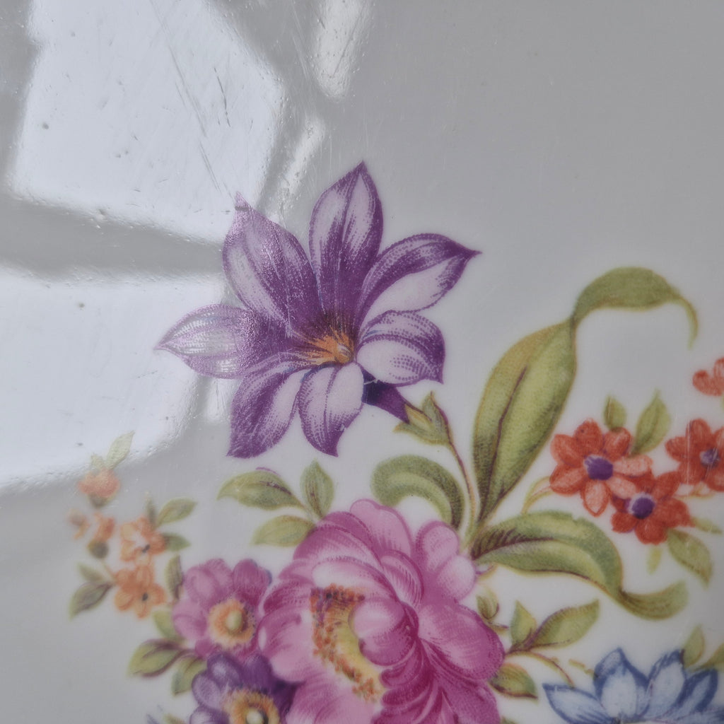 Antike Porzellanplatte Teller Blumendekor weiß Goldrand Koenigszelt Made in Poland