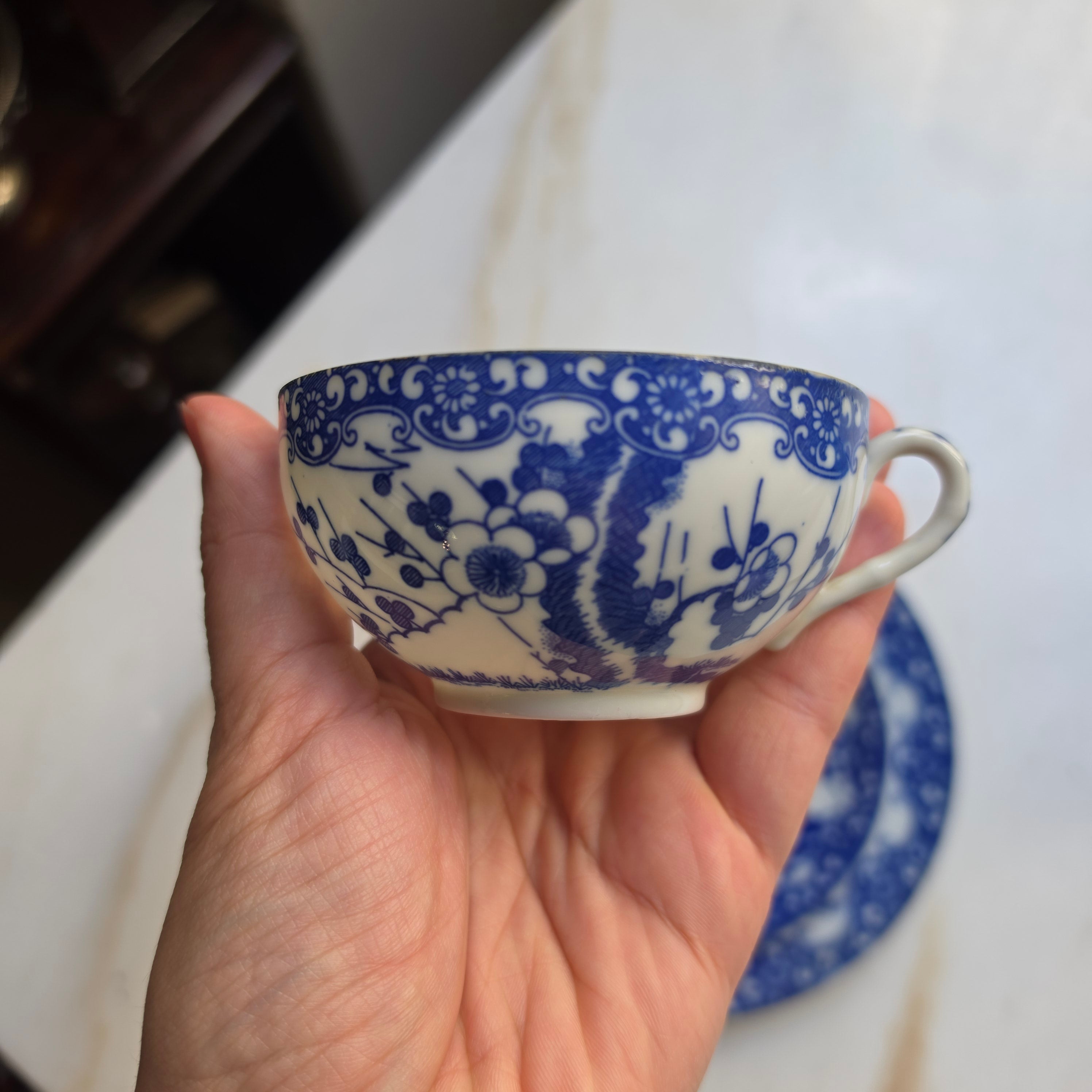 Japanisches 70er Jahre Vintage Gedeck Sammeltasse Kirschblüte hauchdünn