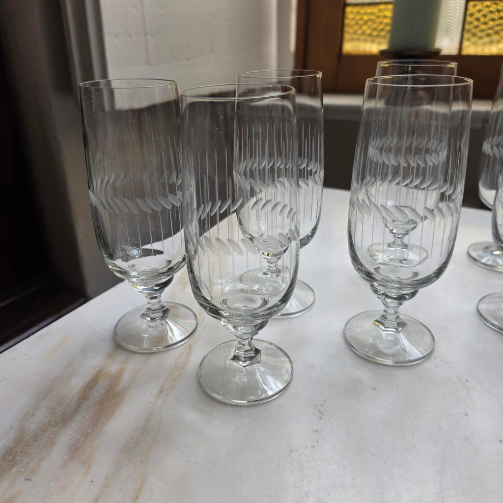 8x Vintage-Gläser mit elegantem Schliffmuster – Perfekt für Longdrinks, Wasser & Party's