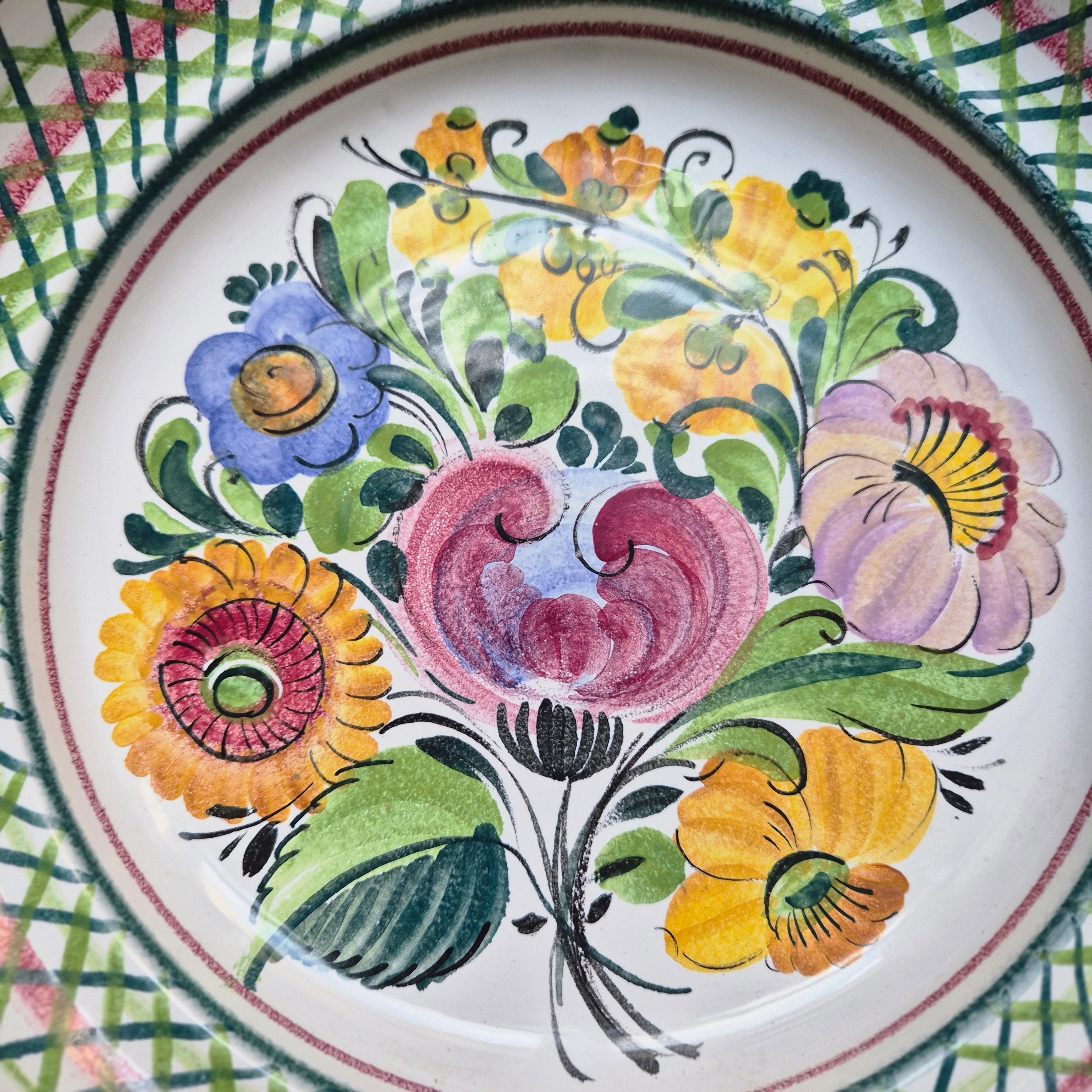 60er Jahre Handgemachte Gmundner Keramik Austria Gmunden Schale mit Henkel Obst Salat oder Wandteller