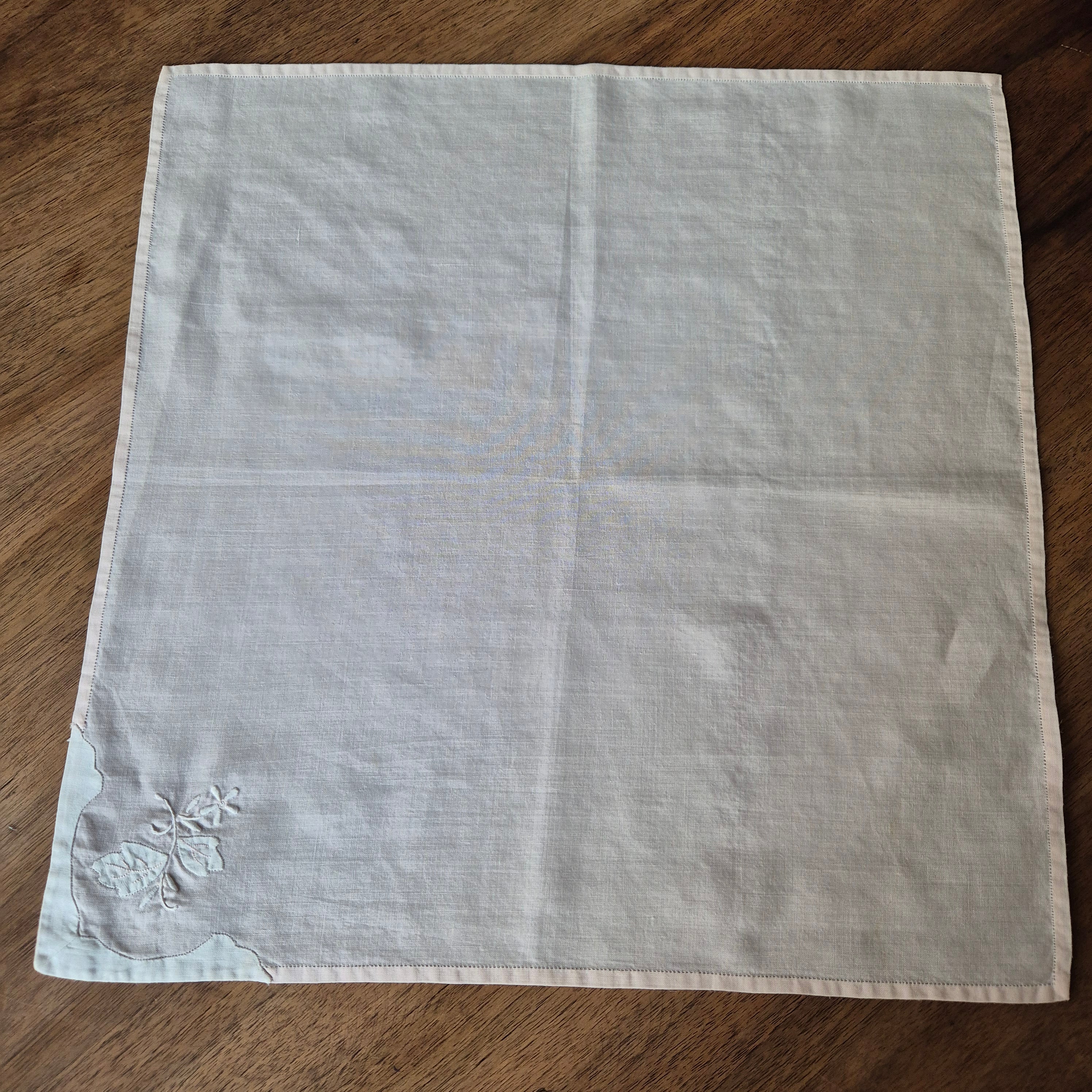 Vintage Baumwolle Serviette rosa weiß 43x43cm