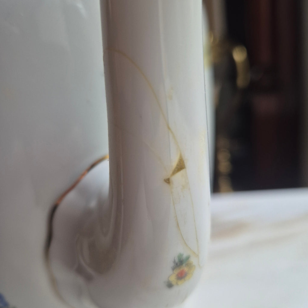 Antike Rosenthal Empire Porzellan Kaffeekanne Teekanne Blumenmuster (Geklebt)