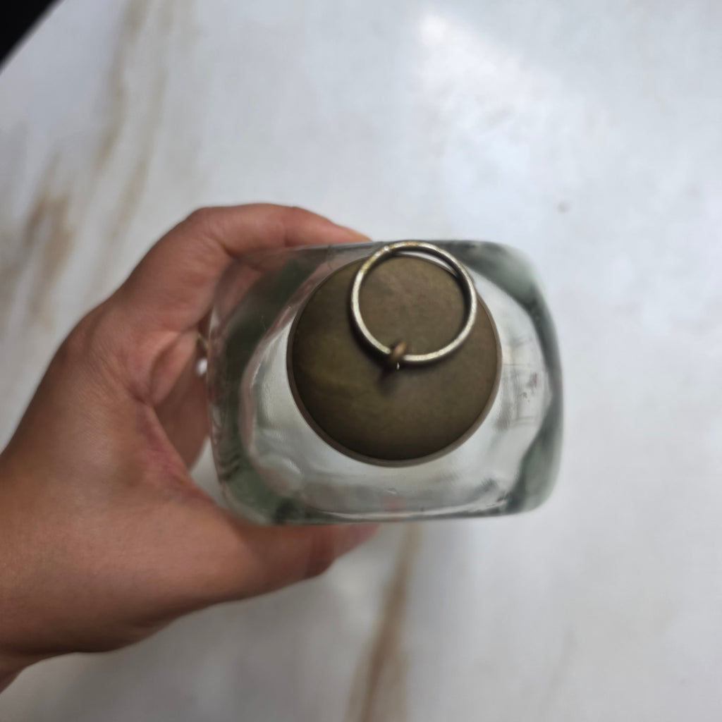 Vintage Holmegaard Adventsflasche - Schnapskaraffe (1980er) – Dänisches Glasdesign mit Korken & Metallverschluss