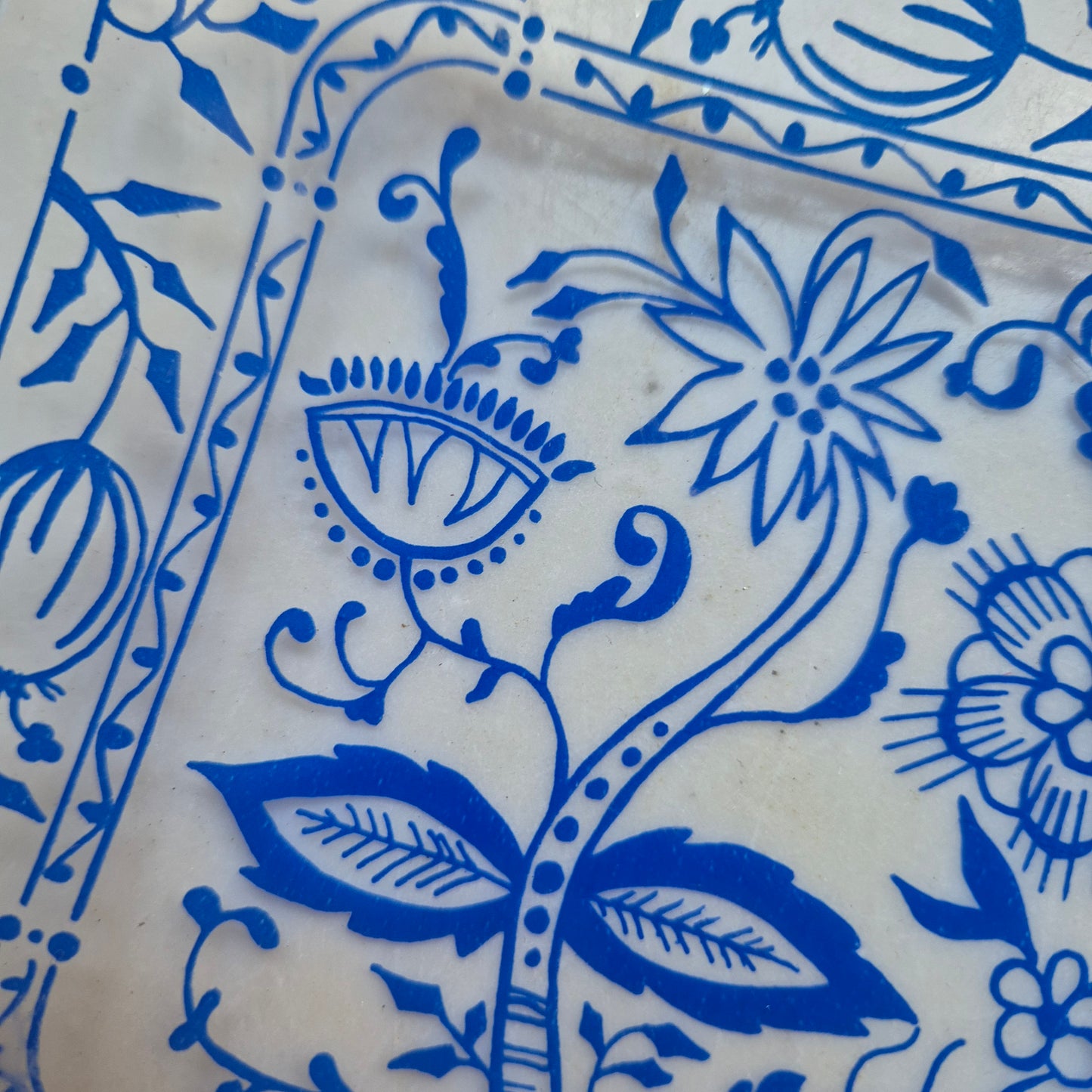 Wunderschöne Zwiebelmuster Retro Schale Ringschale Schmuckschale Vintage blau Glas