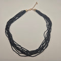 Vintage Statement-Kette | Schwarze Glasperlen | Mehrreihig