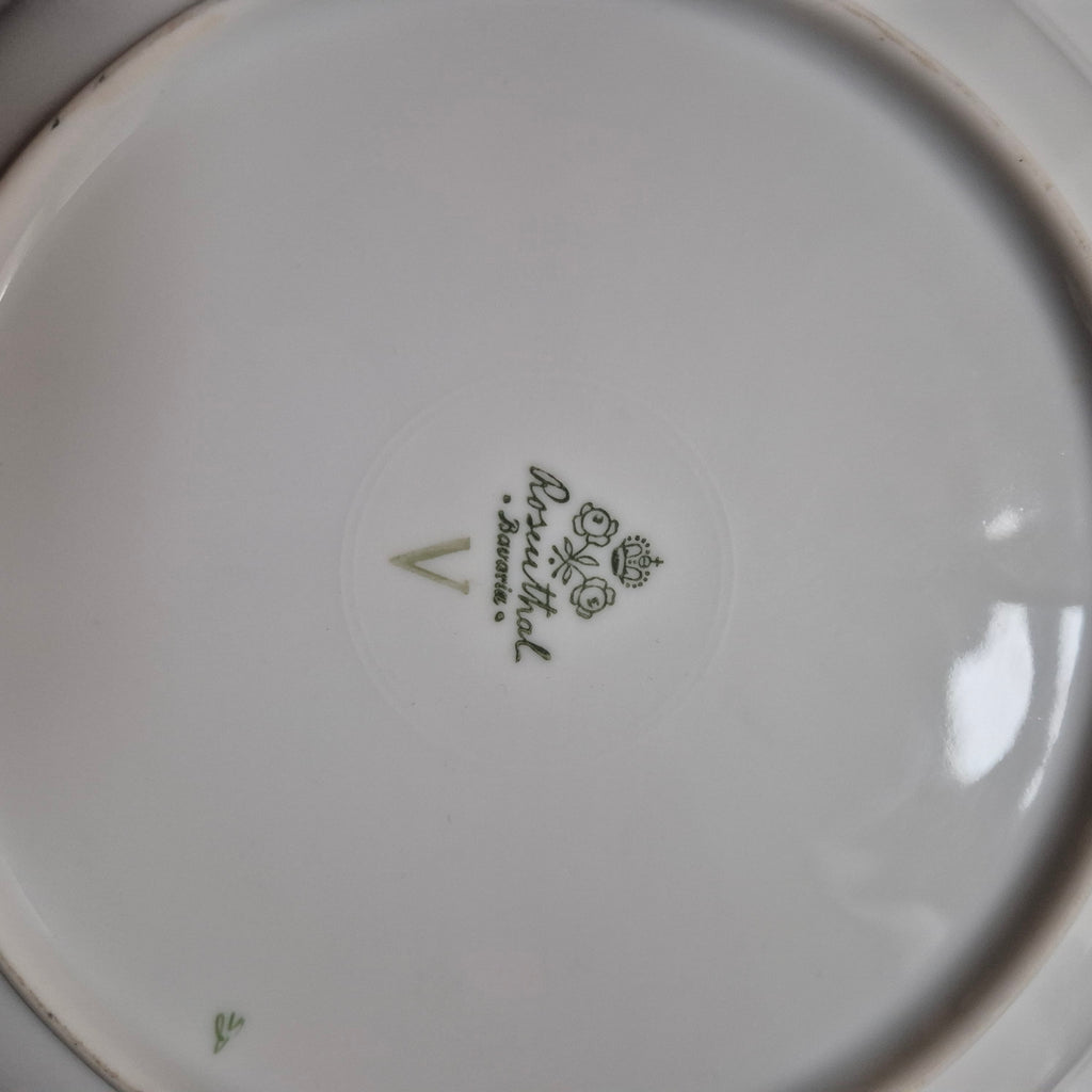 6x Antike Suppenteller Blumendekor weiß Goldrand Rosenthal