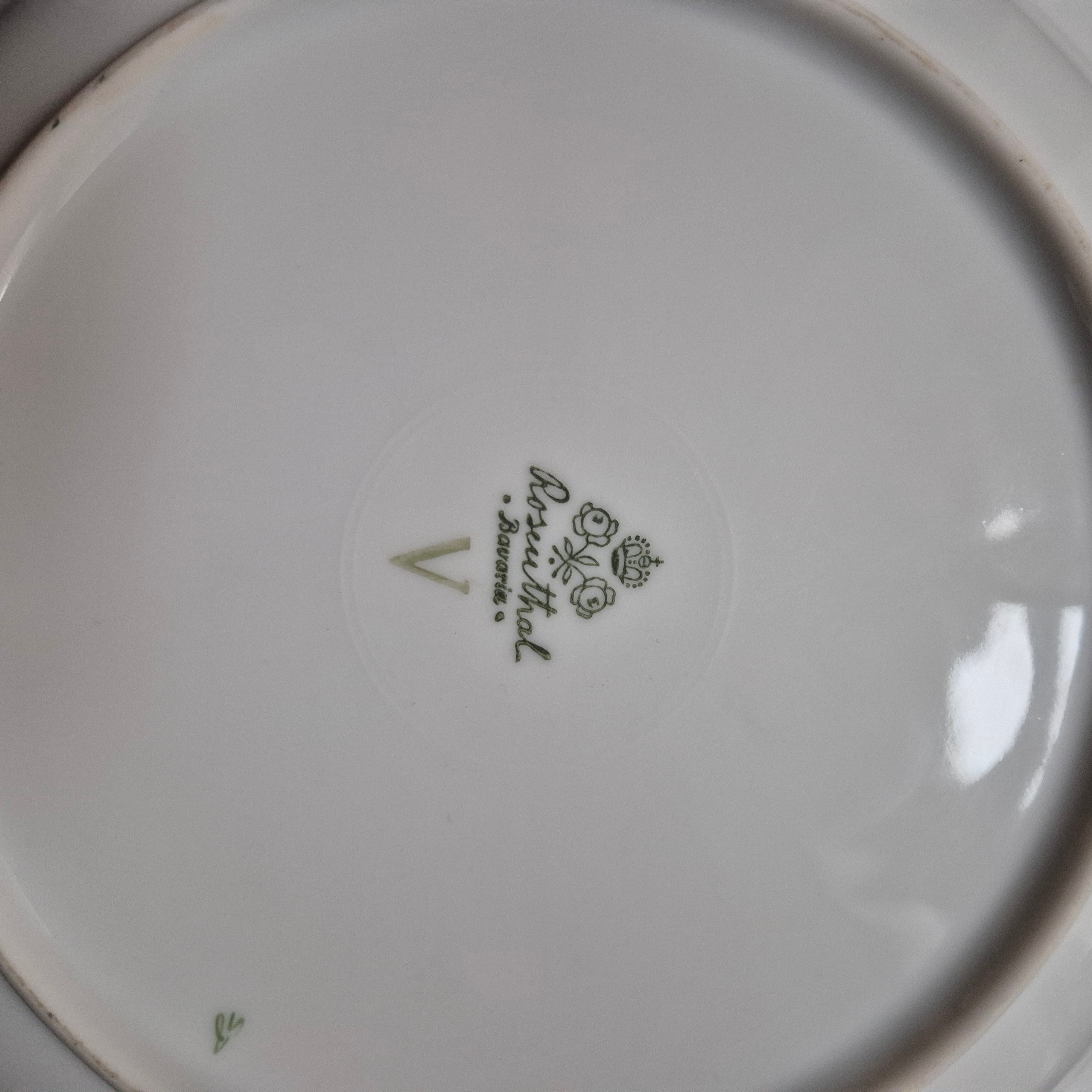 6x Antike Suppenteller Blumendekor weiß Goldrand Rosenthal