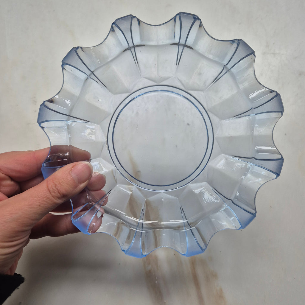 Vintage Teller blau transparent Glasschale