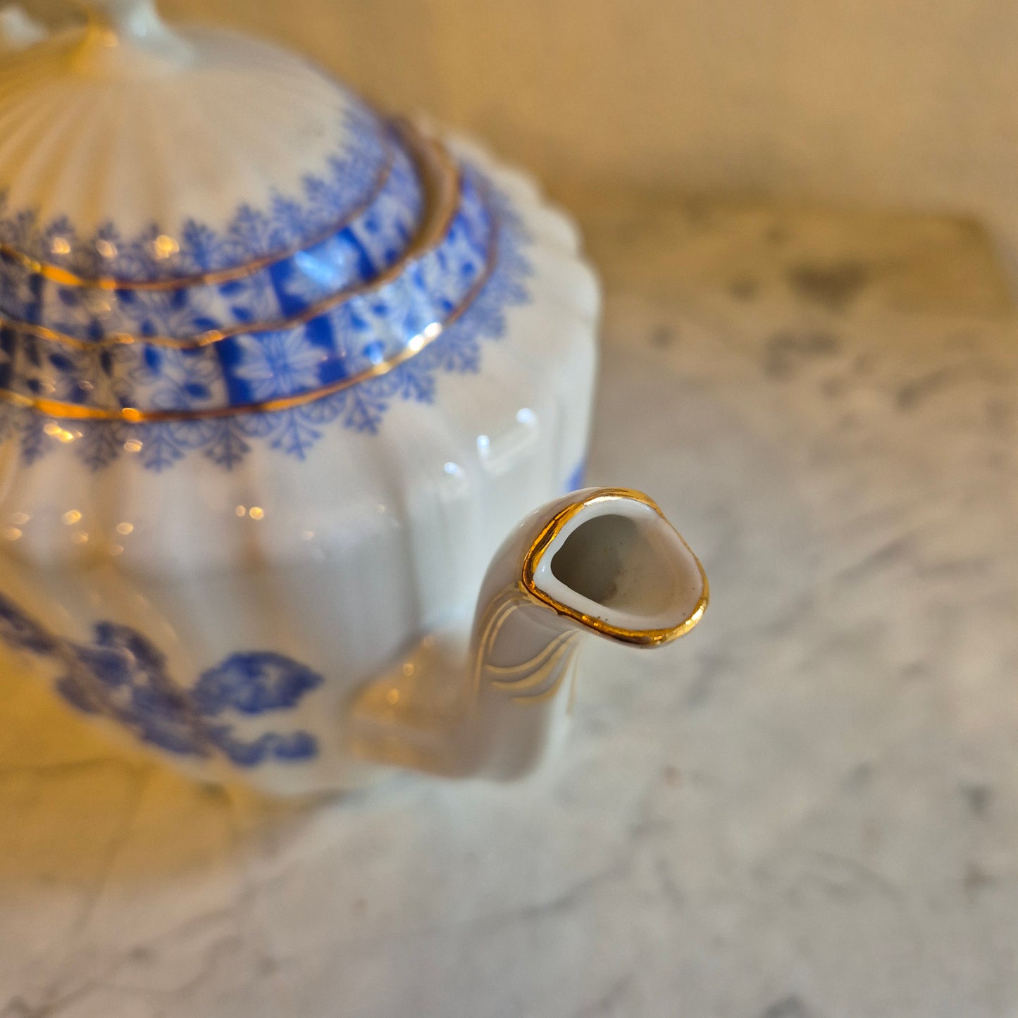 Antike Teekanne Echt Tuppack China Blau Tiefenfurt Blau Weiß