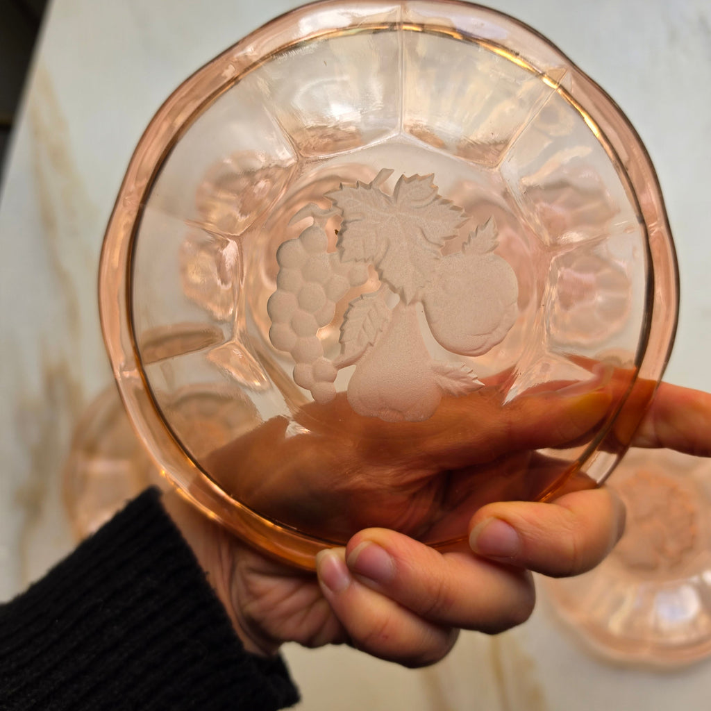 5x Rosalin Glasschalen - im Art-Déco-Stil - Schälchen mit Obstmotiv