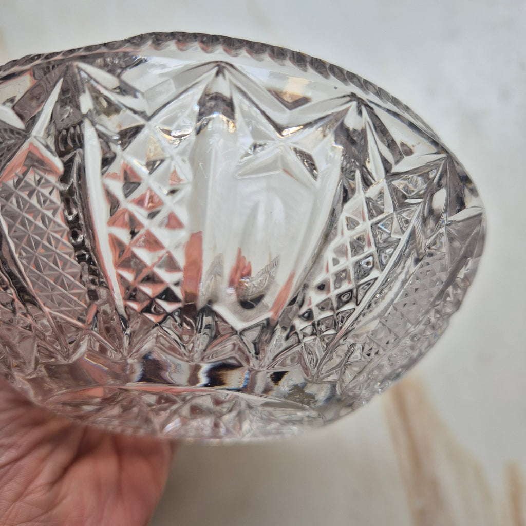 Vintage Bleikristall Aschenbecher mit geschliffenem Dekor