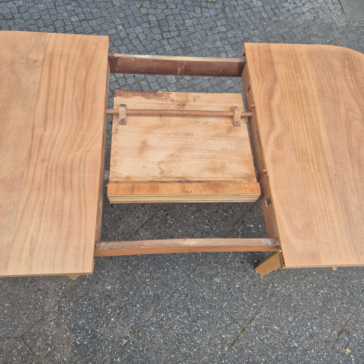 Vintage 70er Jahre Tisch Vollholz oval ausziehbar 170x90cm