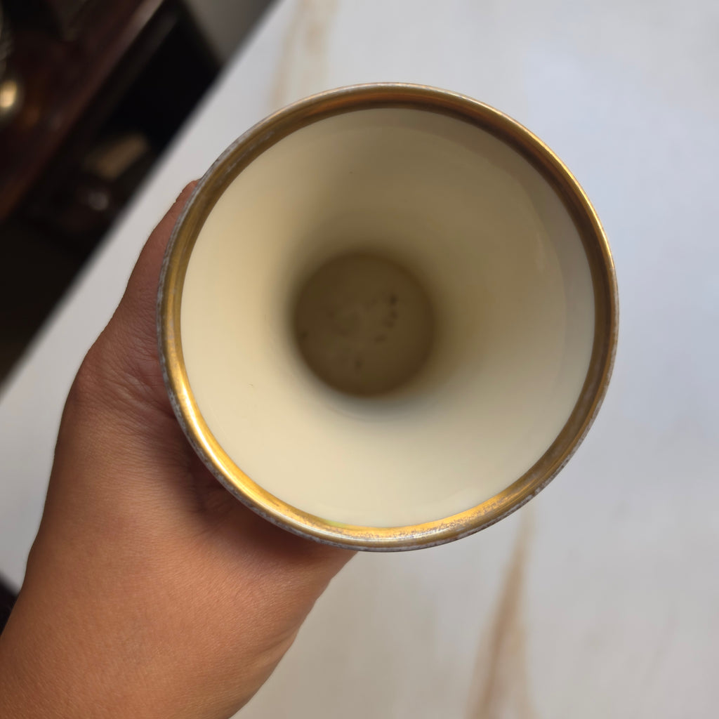 Vintage Porzellanvase „Thomas Ivory Bavaria“ mit Golddekor & Krakelee-Optik – Modell 7028