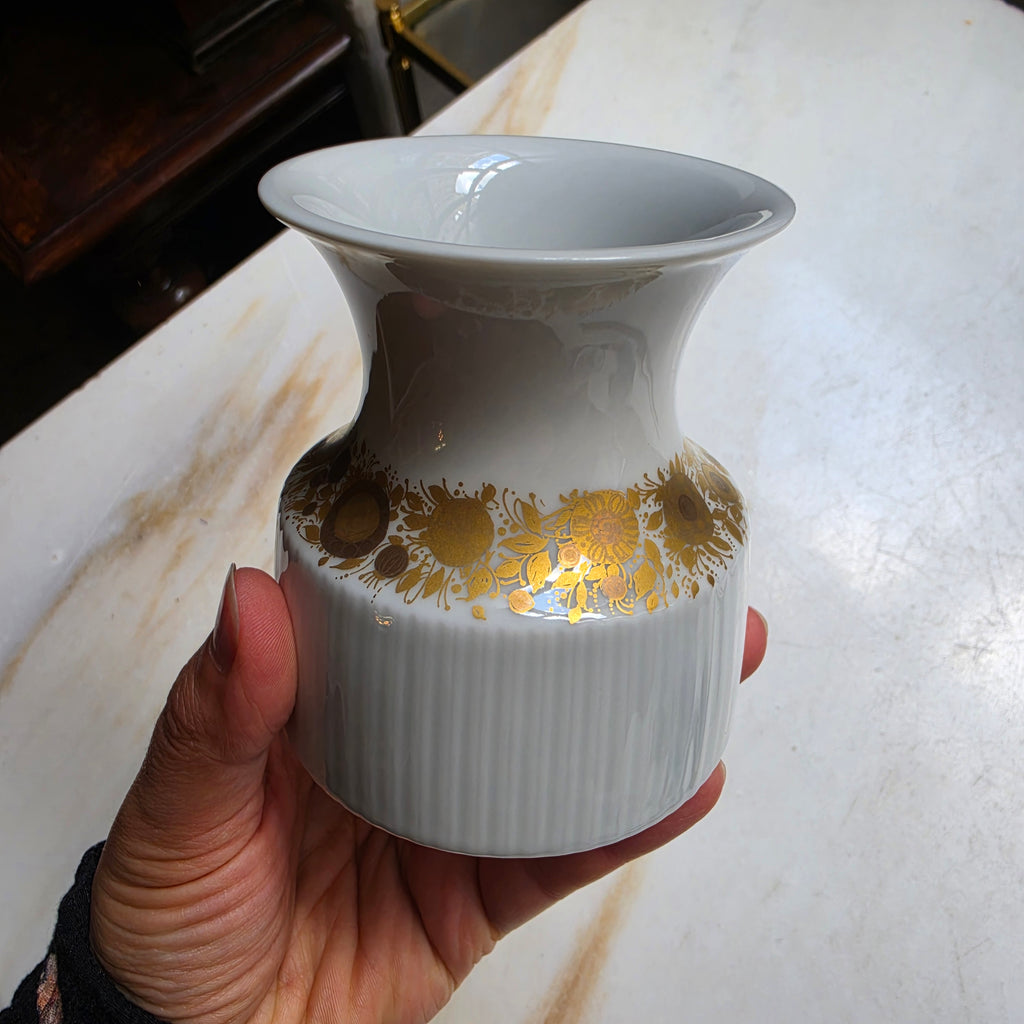 Rosenthal studio-linie: Vintage Porzellan-Vase mit Golddekor (70er Jahre)
