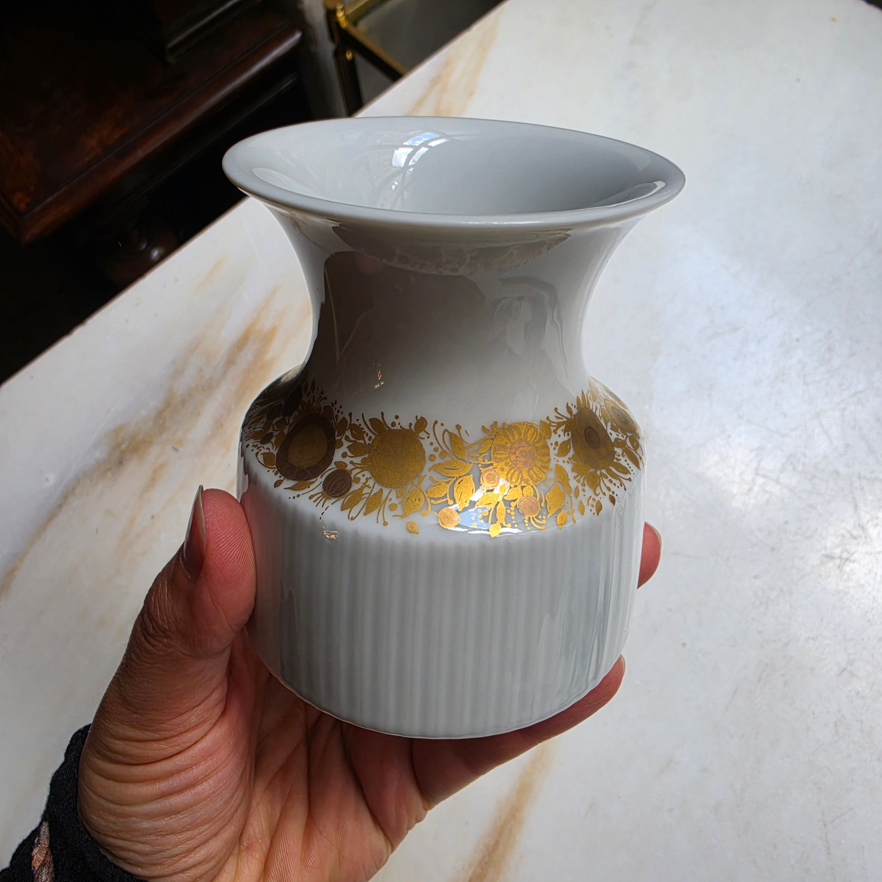 Rosenthal studio-linie: Vintage Porzellan-Vase mit Golddekor (70er Jahre)