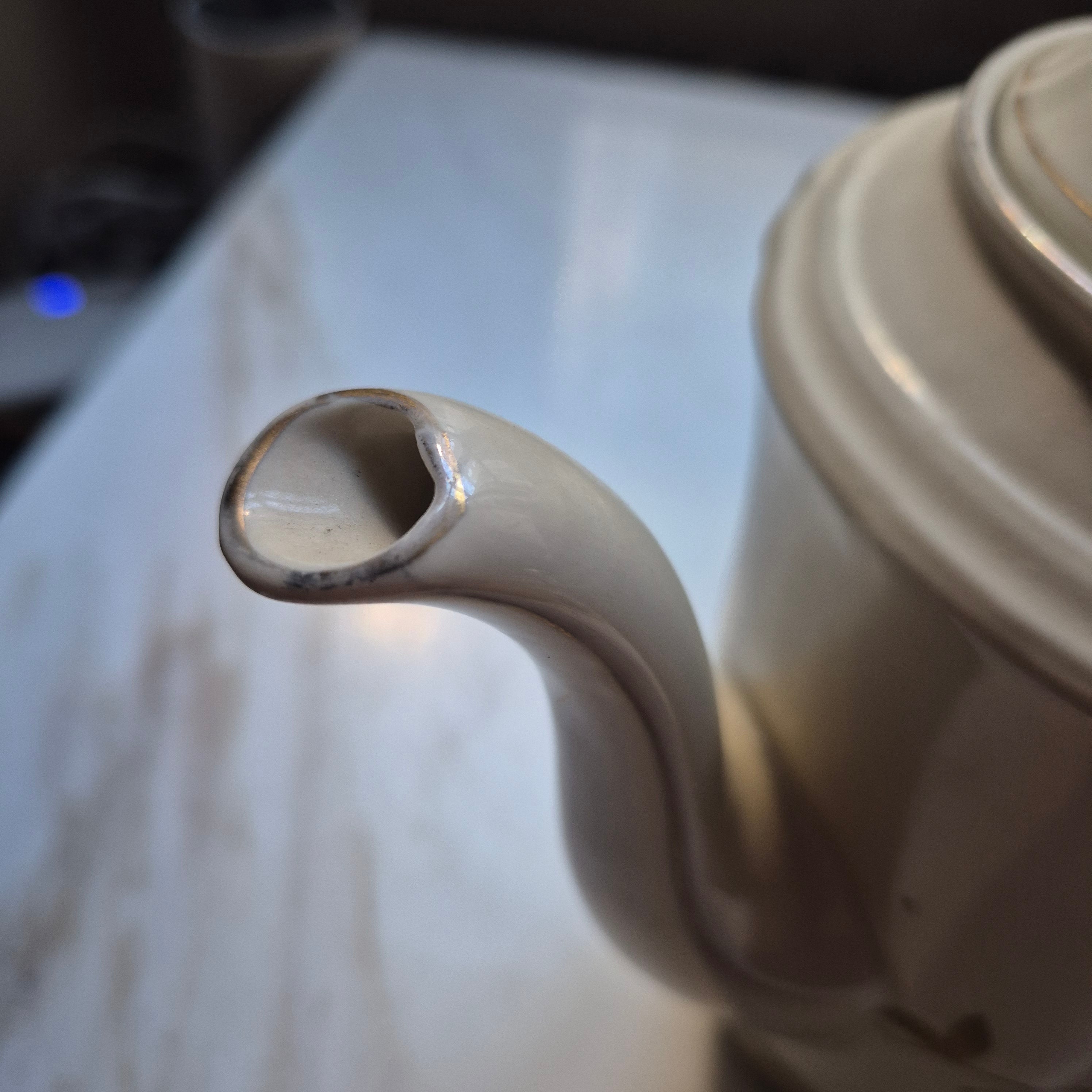 Antike handbemalte Kaffekanne elfenbeinfarbend von Bavaria Schirnding