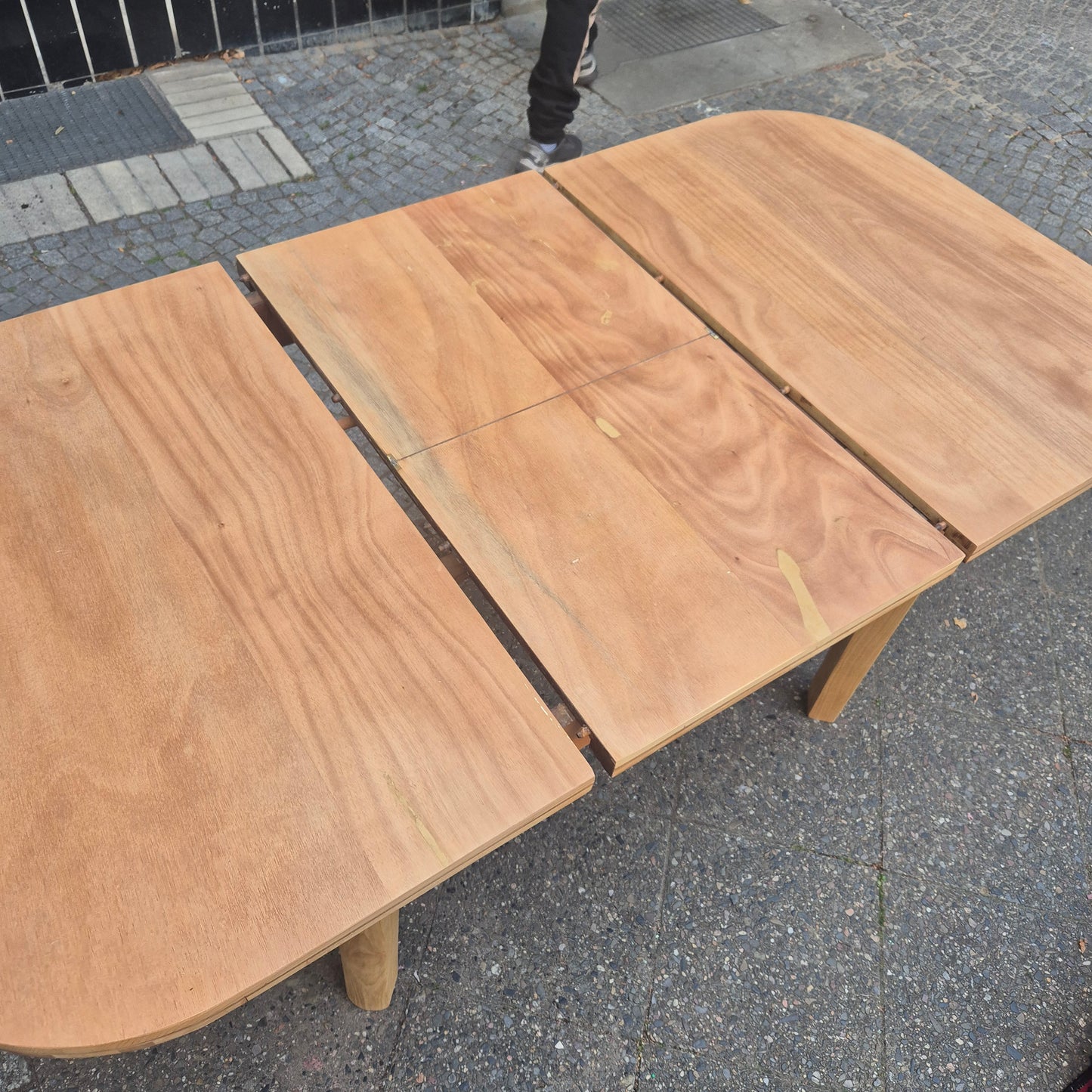 Vintage 70er Jahre Tisch Vollholz oval ausziehbar 170x90cm
