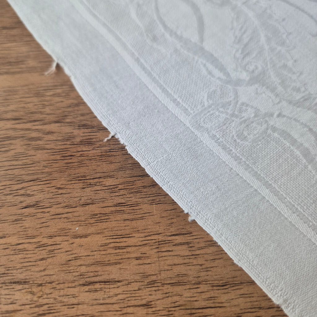 Antike Jugendstil Serviette Damast Baumwolle Monogramm M.weiß 71x68cm