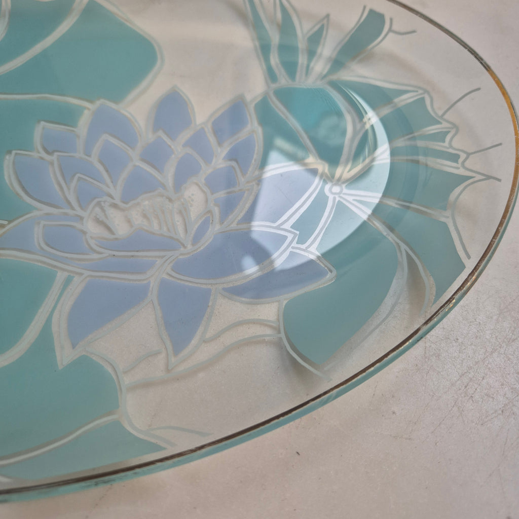 Ovale Art Deco Stil Lotus Platte / hauchdünner Teller Vintage
