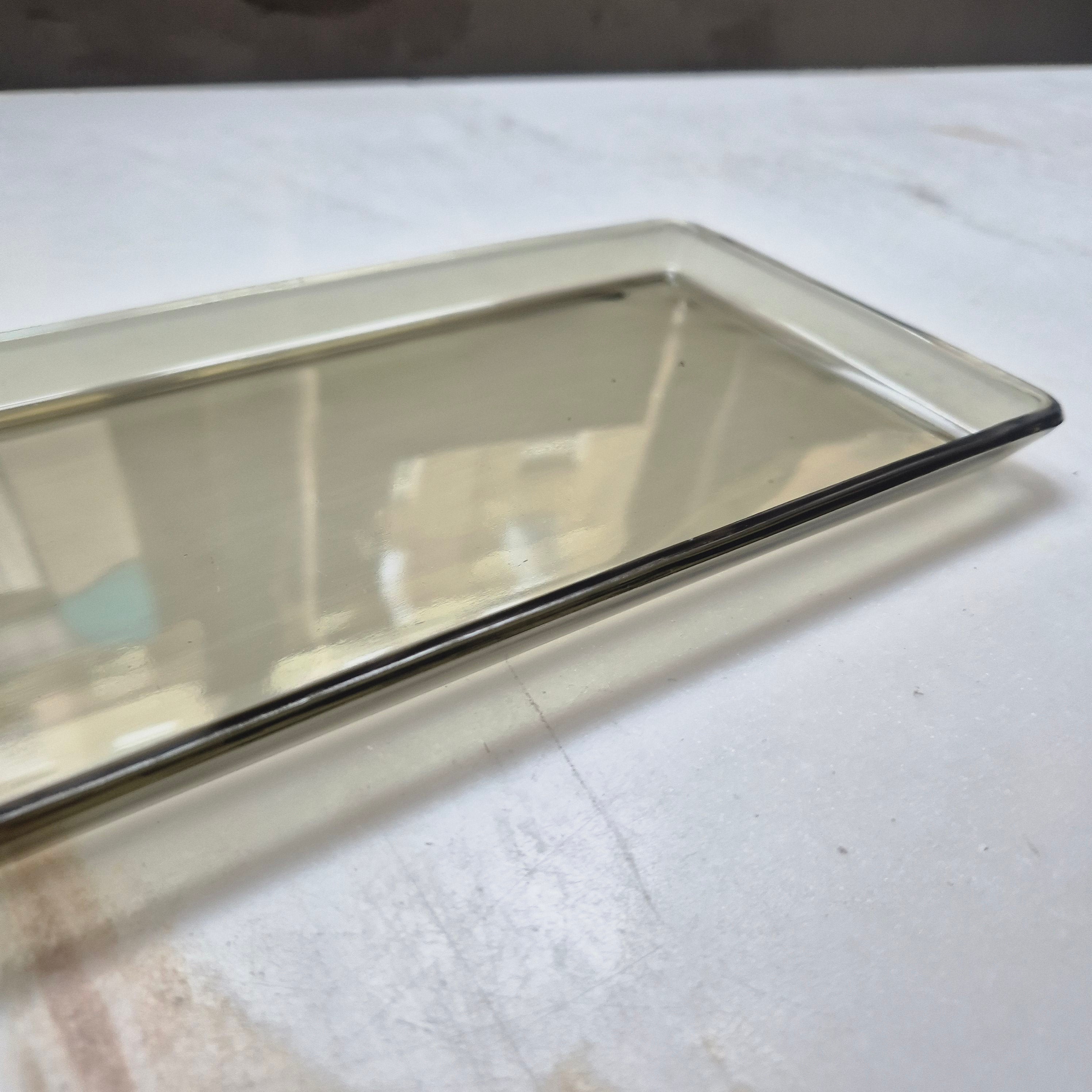 Vintage Glasschale - Schmuckschale - Ablage - Rauchglas - Glasplatte
