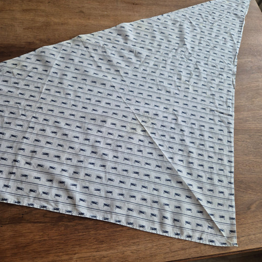 Dreiecktuch Vintage weiß blau mit Stiefelmotiv  Halstuch Kopftuch 120x80cm