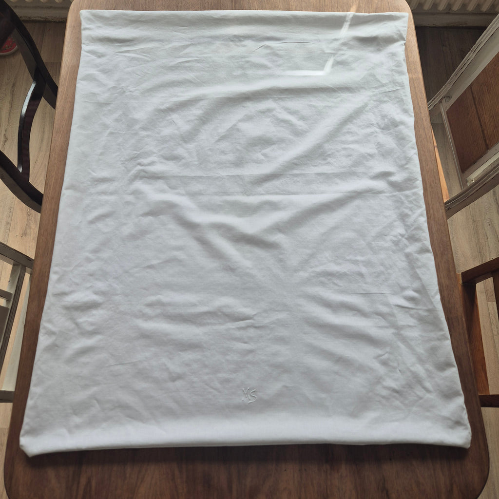 Antike Bettwäsche fürs Baby weiß Baumwolle kleiner Deckenbezug 79x97cm Monogramm M.S. 🤍