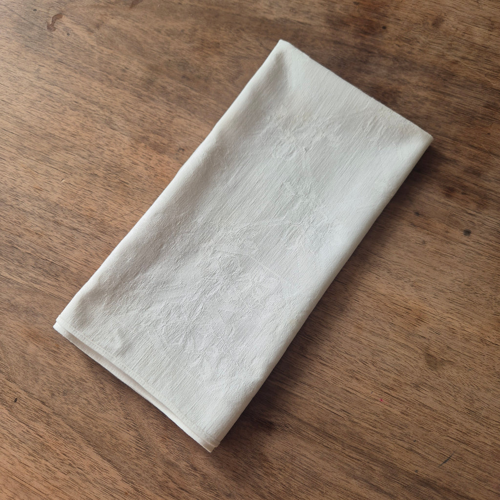Antike Jugendstil Serviette/Mitteldecke Damast Baumwolle 58x60cm