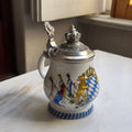 Exklusiver Porzellan-Bierkrug mit Zinndeckel – Bayerisches Wappen & Krone - Kühr Sandizell (Limitierte Auflage)