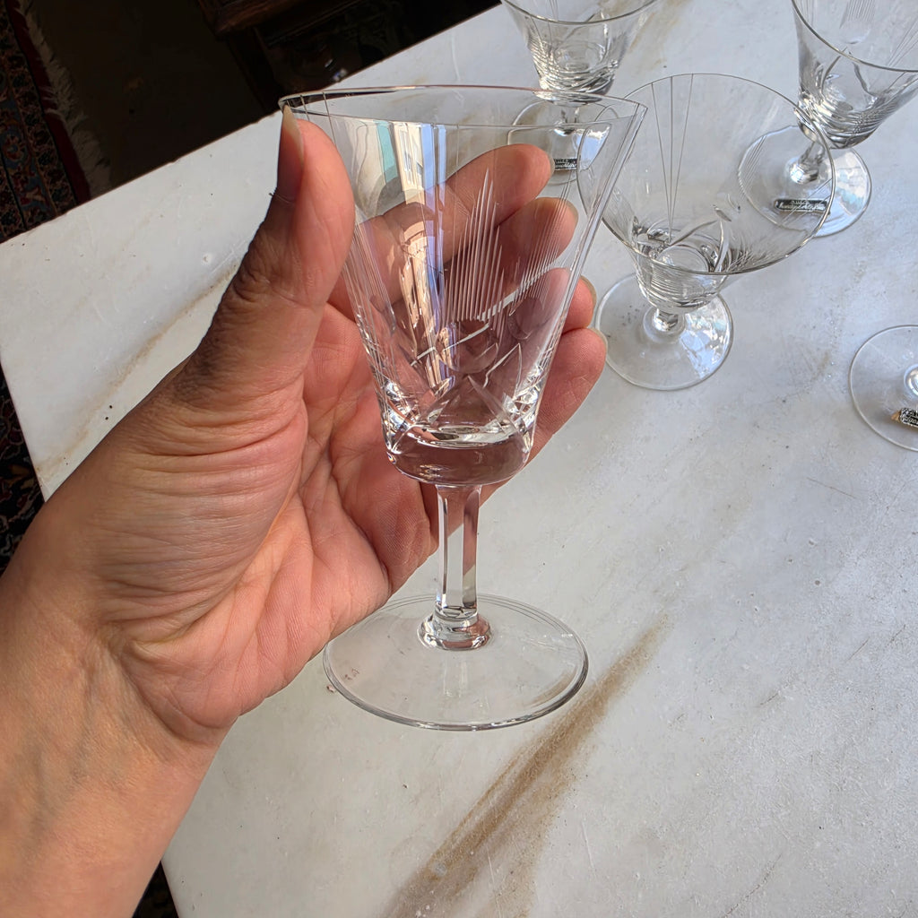 6x Vintage Kristall Likörgläser – Handgeschliffene Aperitifgläser um 1950/60 - Mid-Century Modern