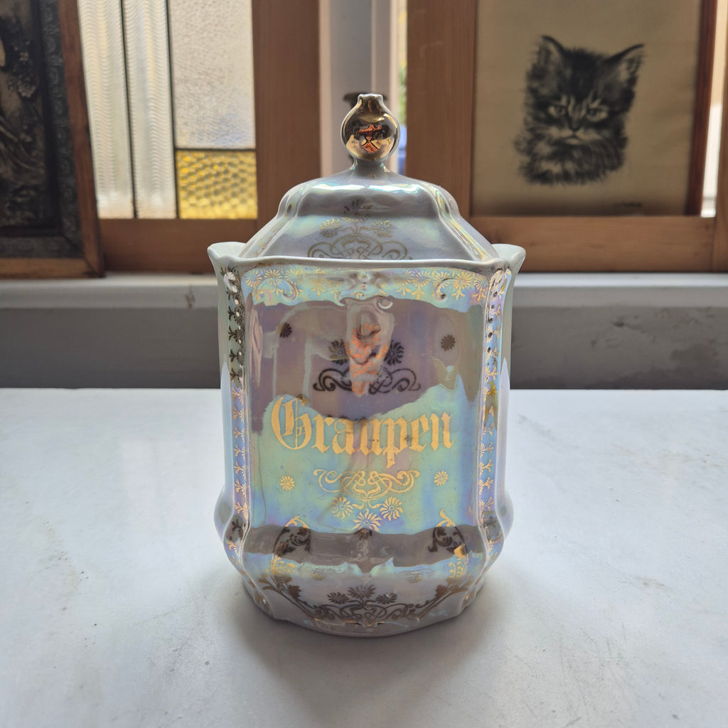 Antike Vorratsdose Jugendstil Porzellan "Graupen" um 1900