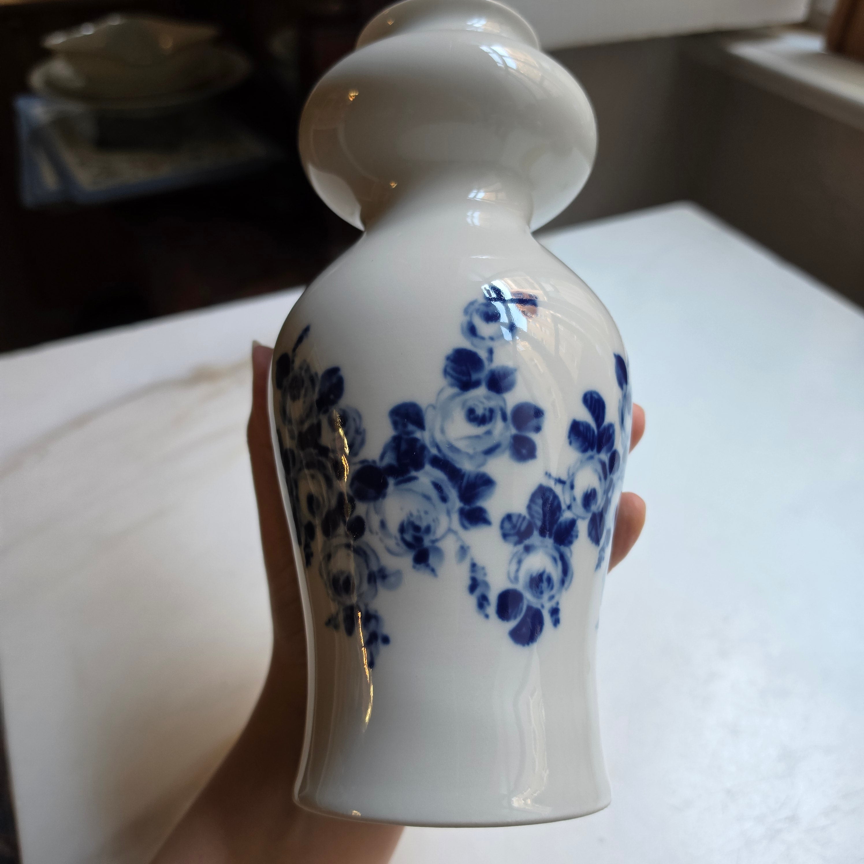 Wallendorfer Porzellanvase - Echt Cobalt - Handbemalt - Blaue Rose - Antik