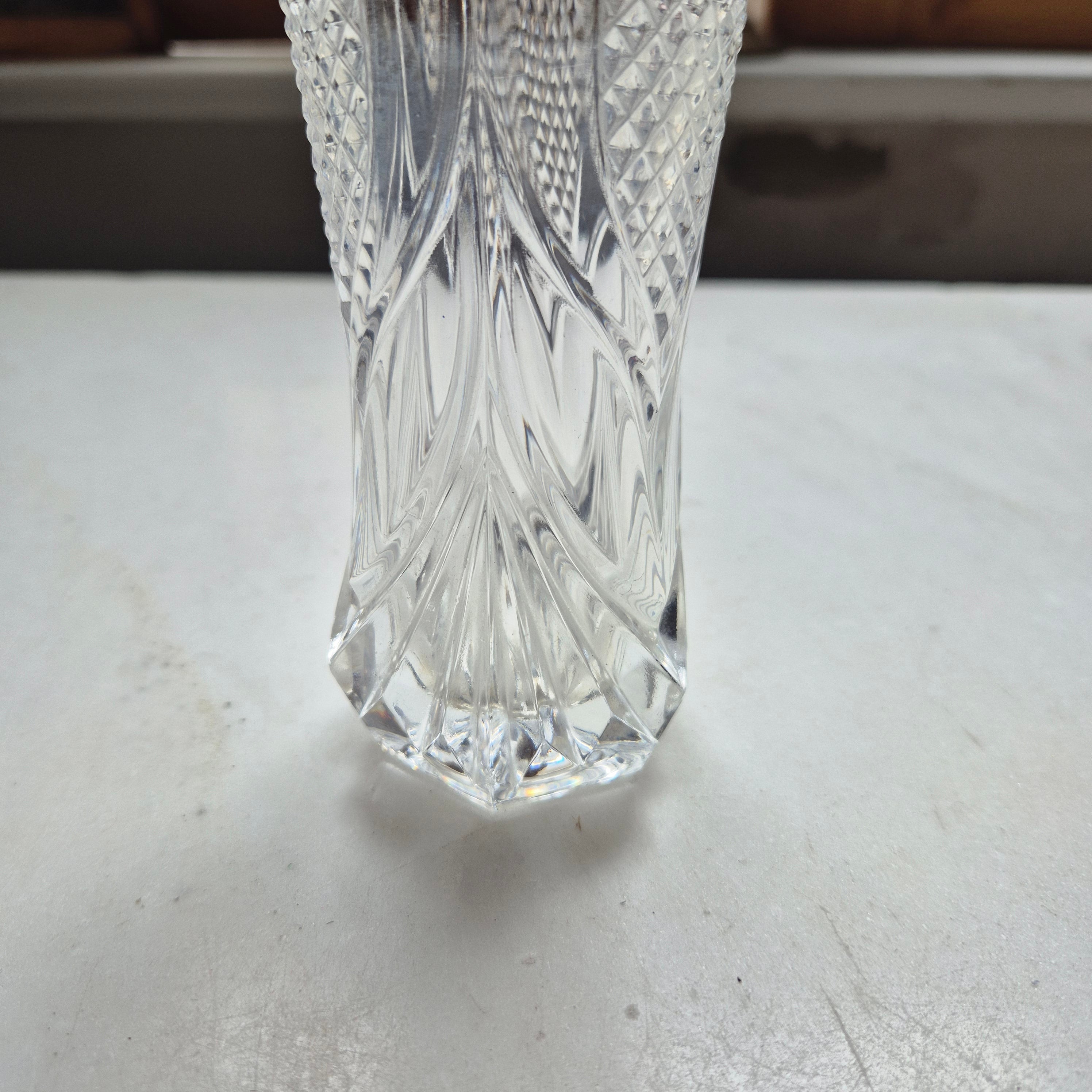 Wunderschöne Vintage Kristalloptik Glas Vase transparent