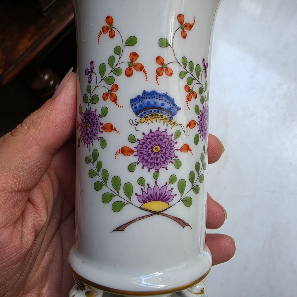 Original Meissen Porzellan Vase - Prunkvase – Indische Blumenmalerei & Goldrand - 1.Wahl