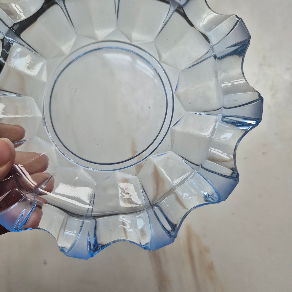 Vintage Teller blau transparent Glasschale