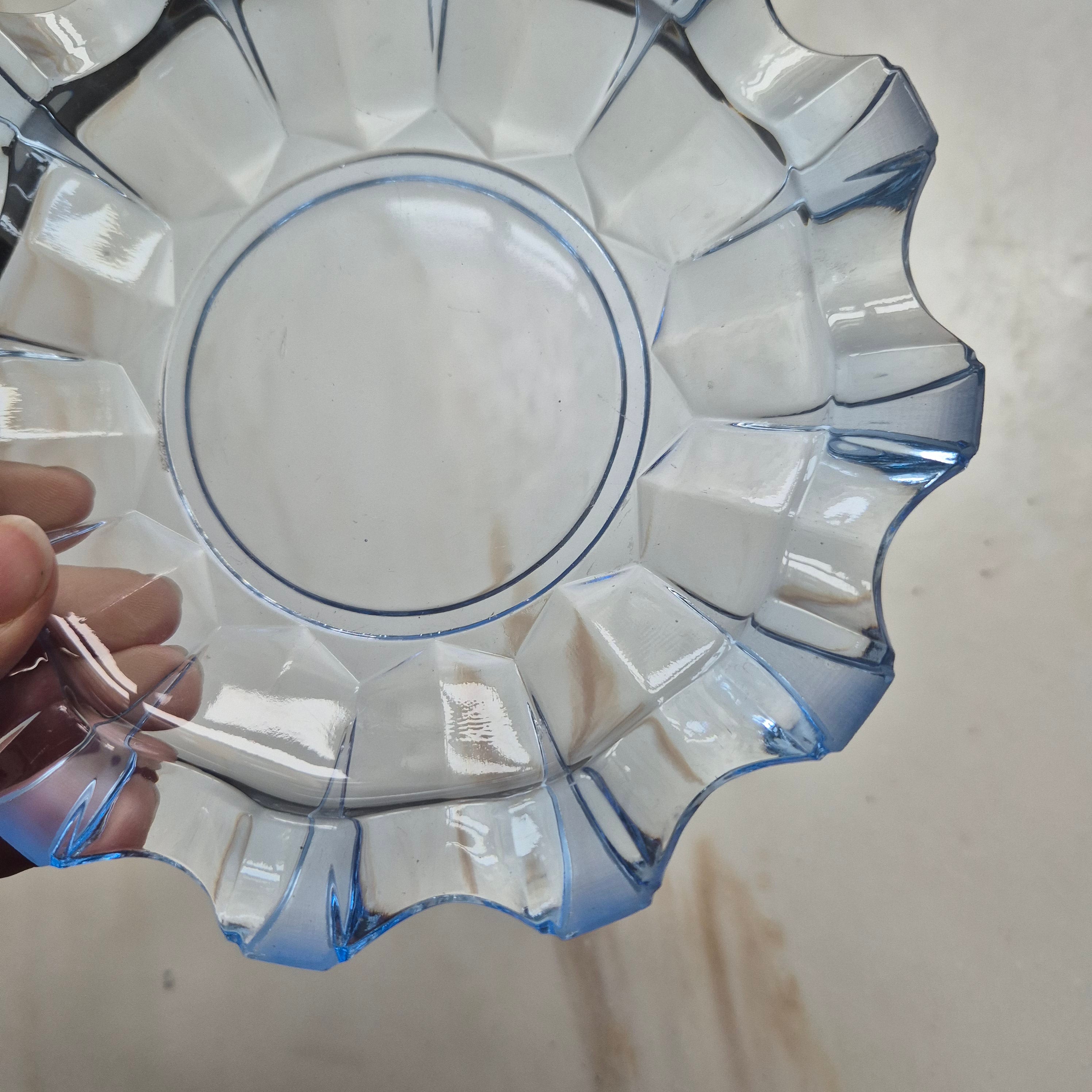 Vintage Teller blau transparent Glasschale