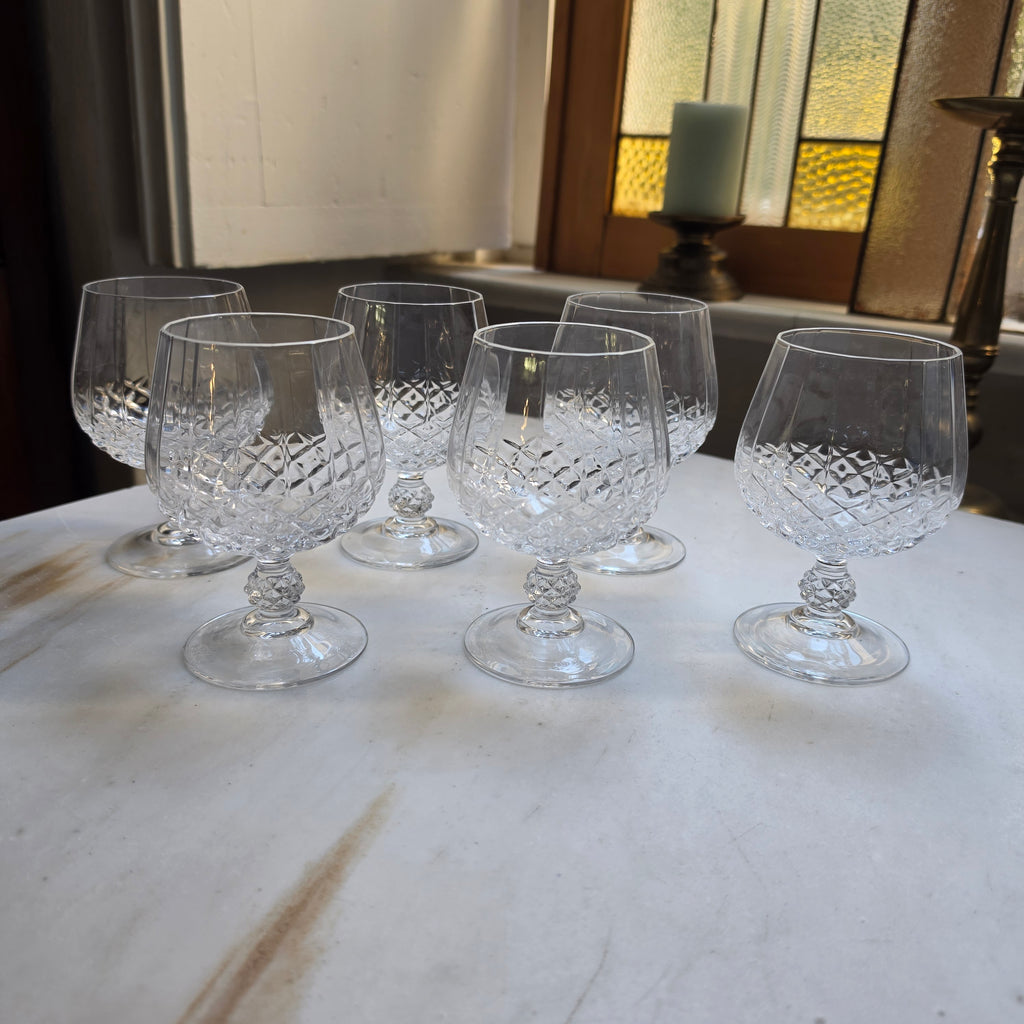 Elegante Vintage-Kristallgläser - Cognacschwenker mit Diamantschliff