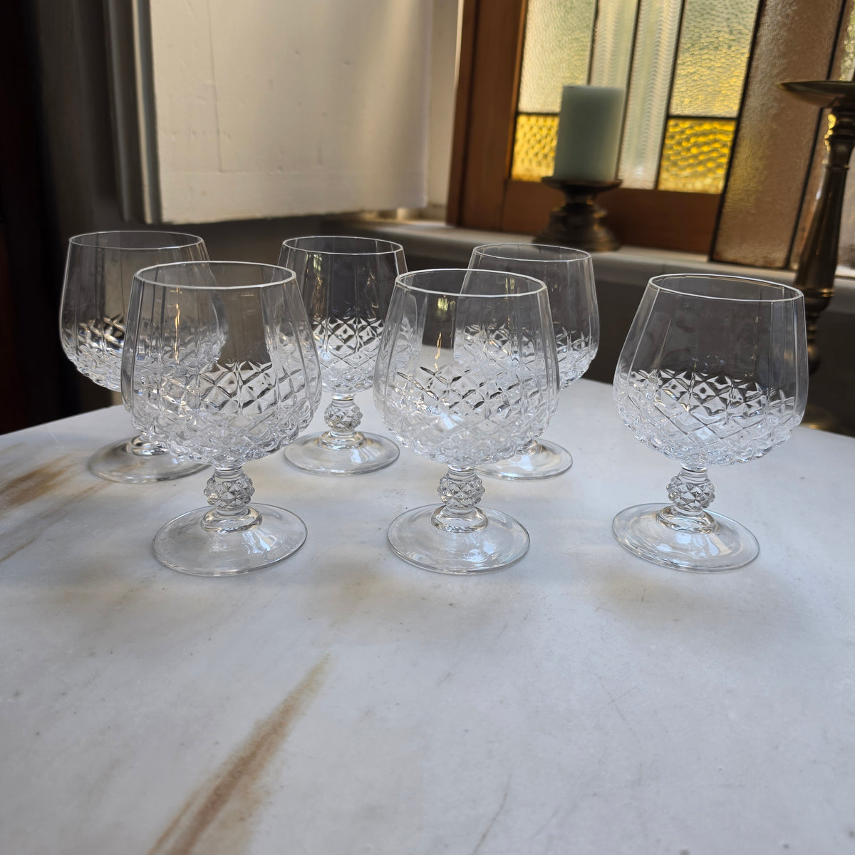 Elegante Vintage-Kristallgläser - Cognacschwenker mit Diamantschliff