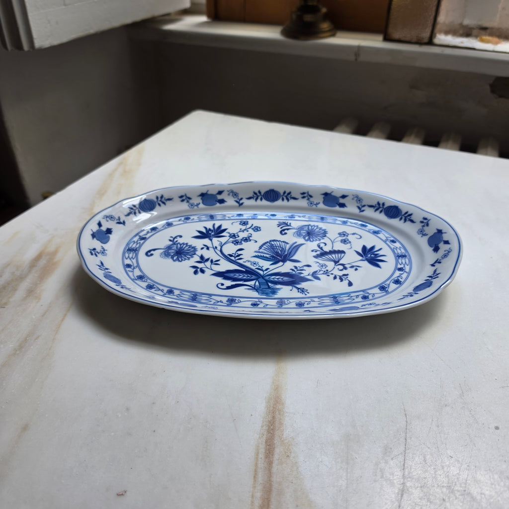 Wellco Design Porzellan Zwiebelmuster Servierplatte Teller blau weiß