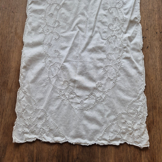 Antiker Handgemachter Tischläufer Zierdeckchen Spitze 80x34cm weiß 🤍