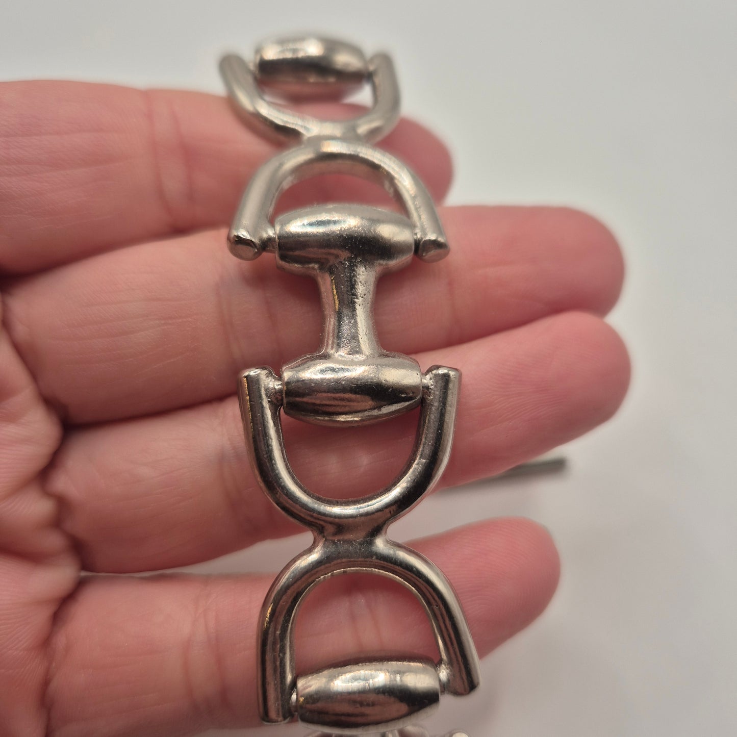 Silbernes Vintage Armband massiv Metall Statement 80er Jahre Anker