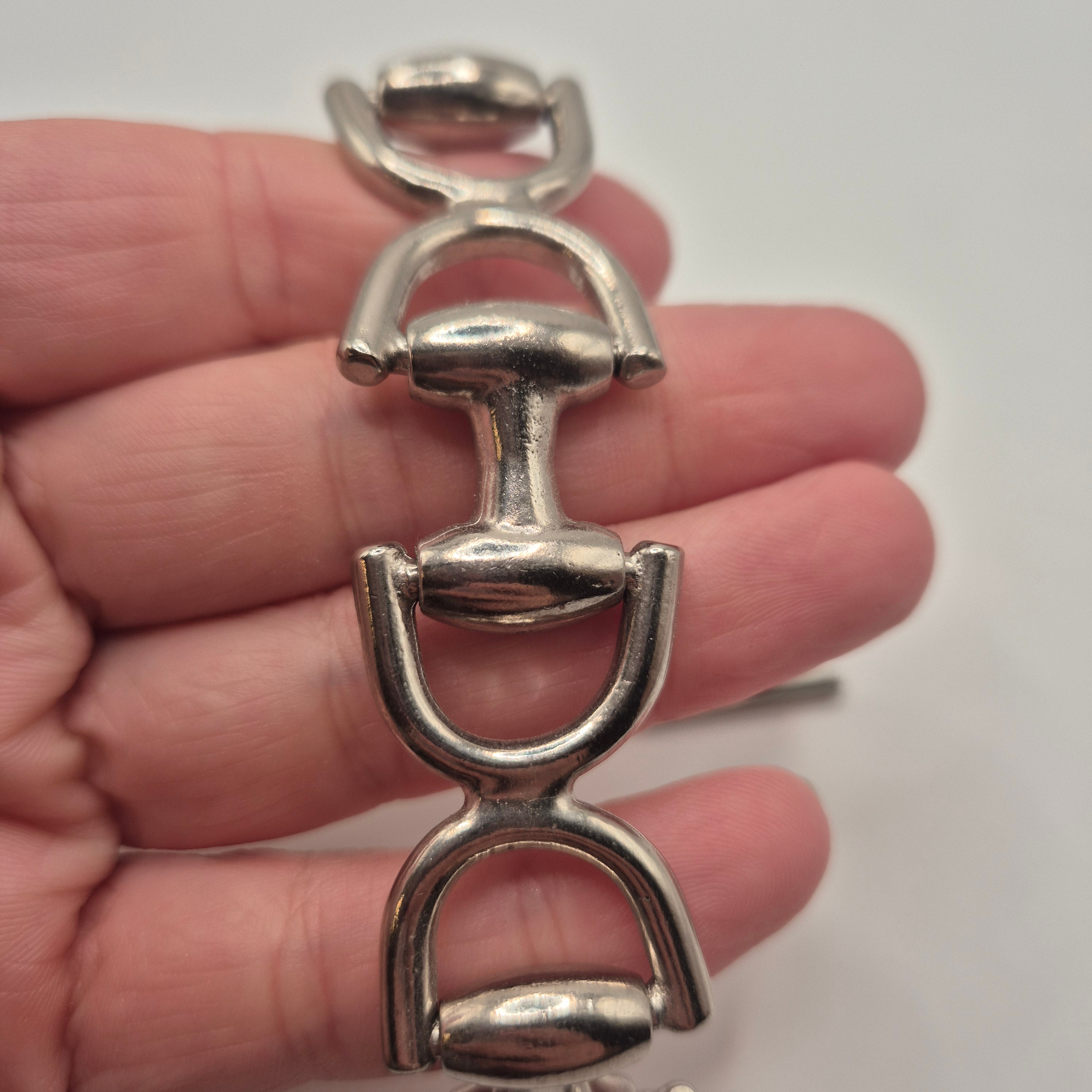 Silbernes Vintage Armband massiv Metall Statement 80er Jahre Anker