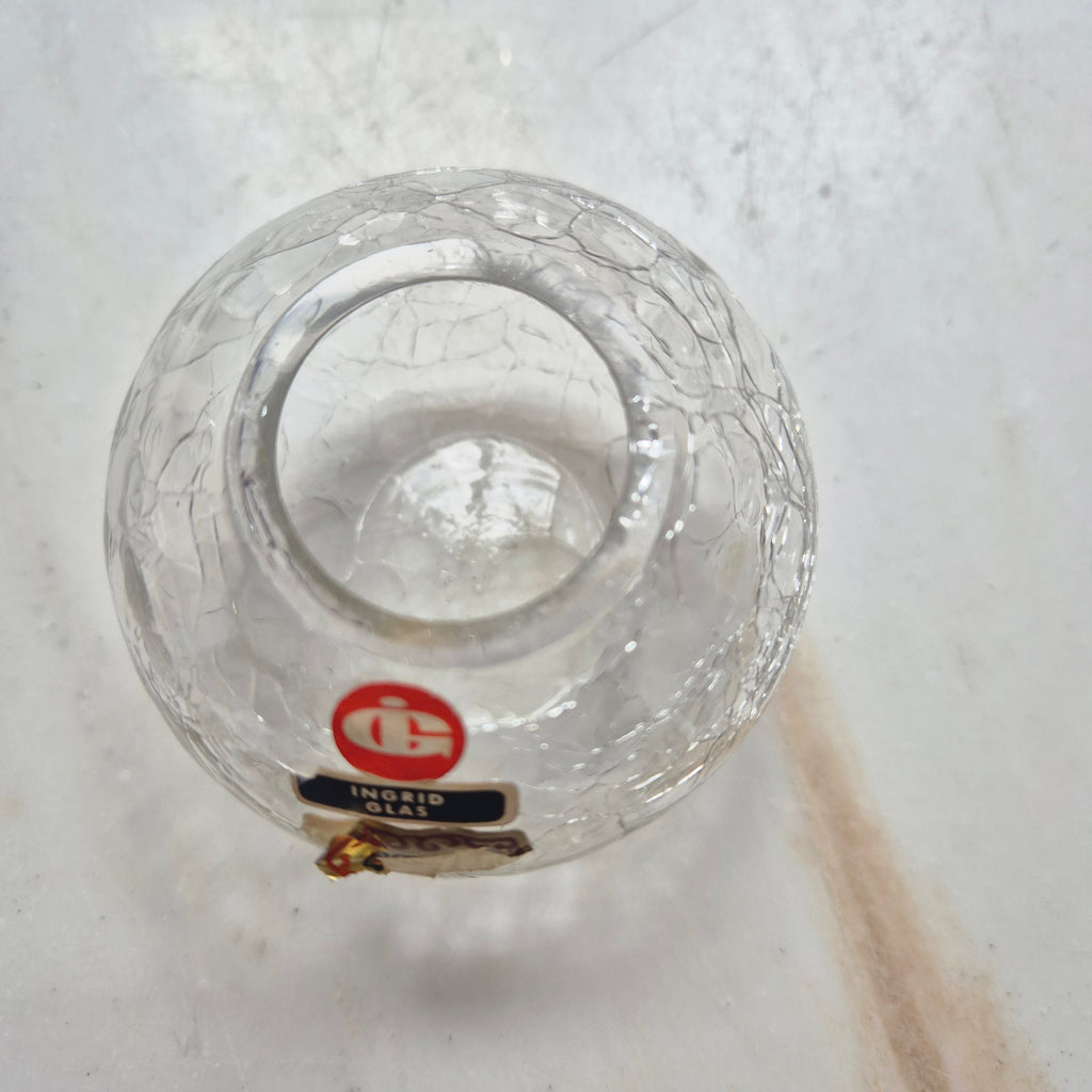Vintage Vase rund und klein - Craquelé Glas 60er Jahre - von Ingrid Glas
