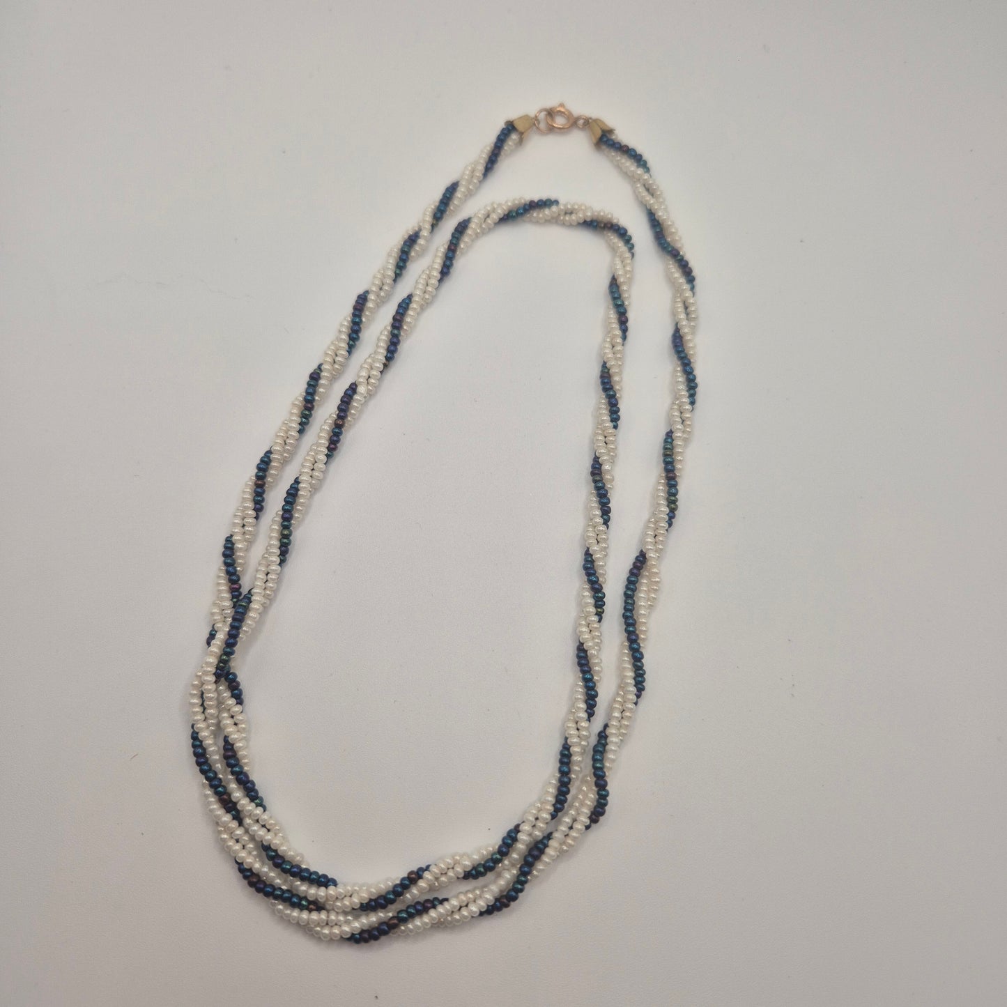 Vintage Glasperlenkette zweifarbig Torsade-Stil