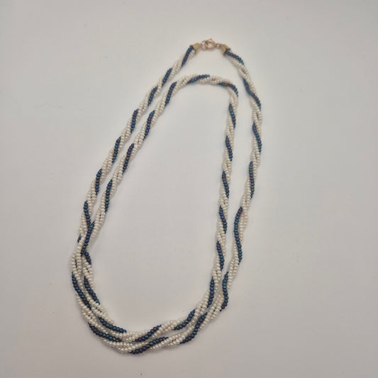 Vintage Glasperlenkette zweifarbig Torsade-Stil