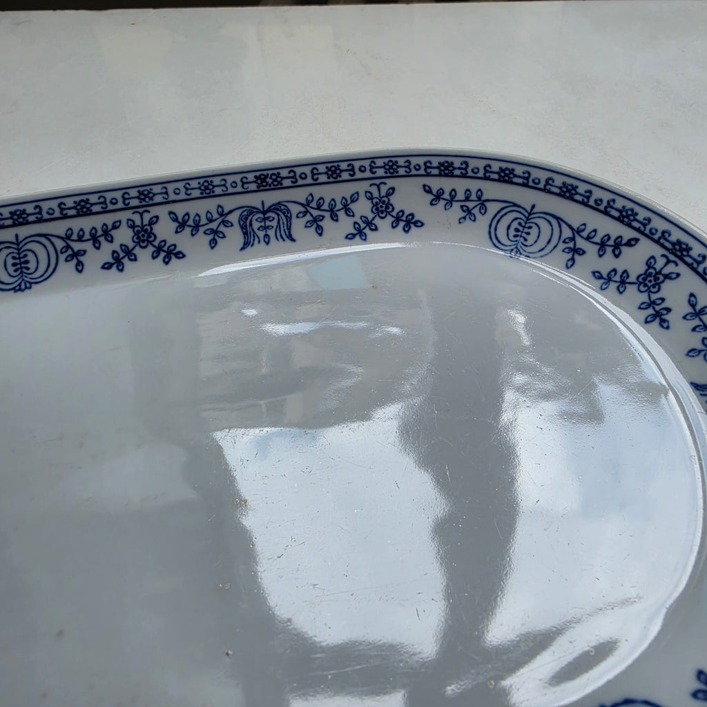 Kahla Zwiebelmuster Servierplatte – Ovale Vintage Porzellanplatte - Kobaltunterglasur