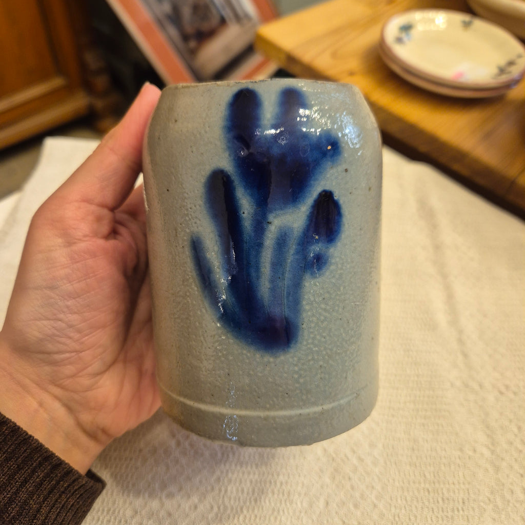 Vintage Keramik Bierkrug Steingut Grau blau Geschenk