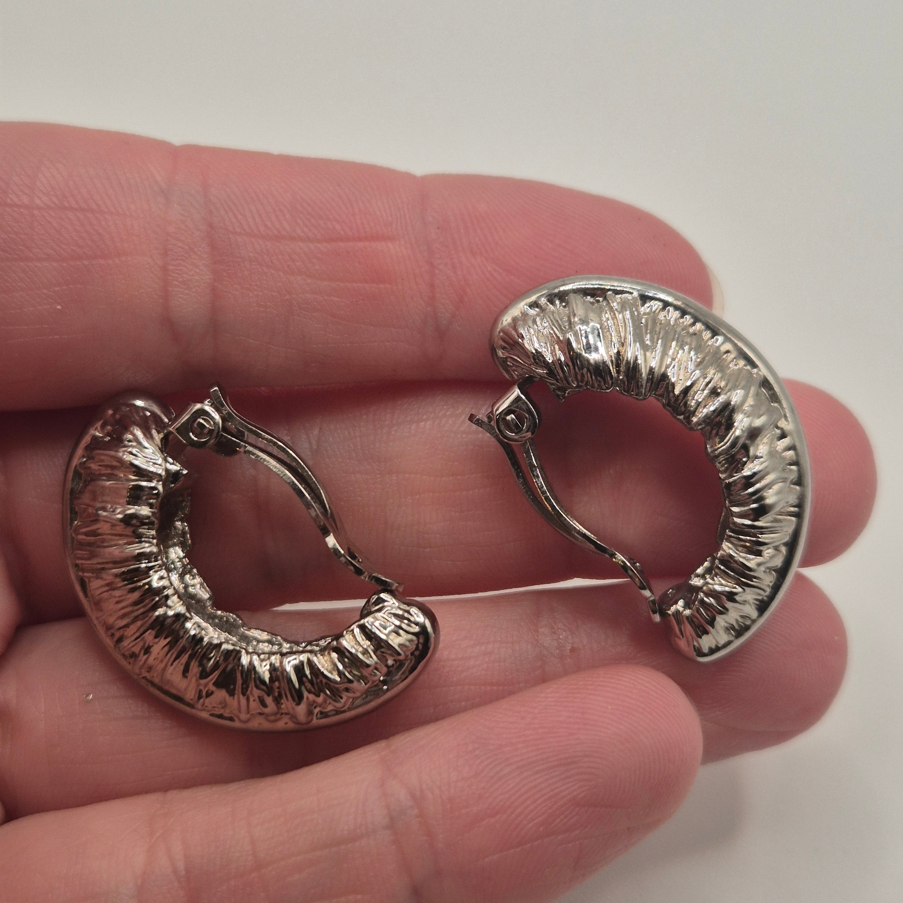 Vintage 50er Jahre Massive Runway Ohrringe / Made in West Germany Statement Clips Creolen Silber
