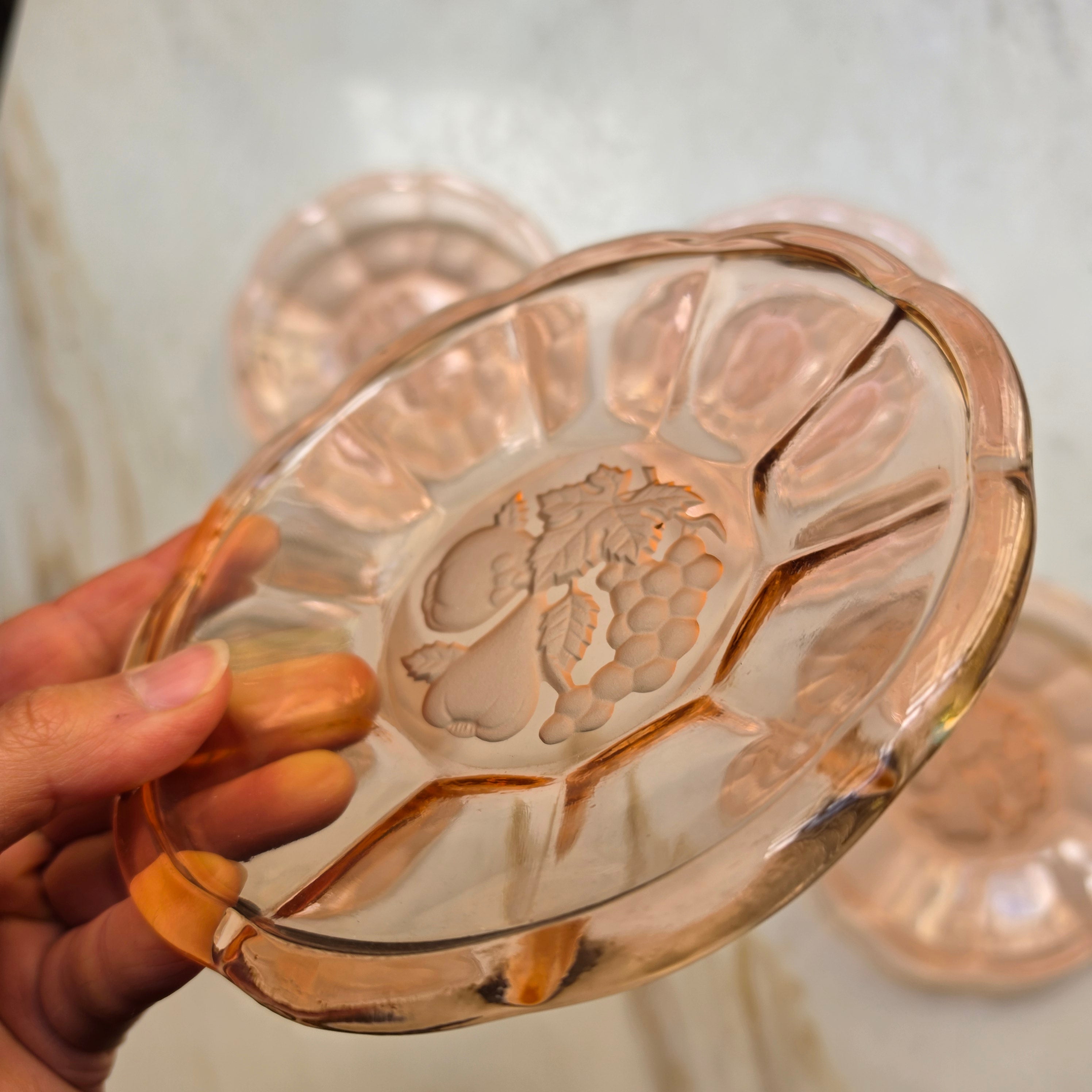 5x Rosalin Glasschalen - im Art-Déco-Stil - Schälchen mit Obstmotiv